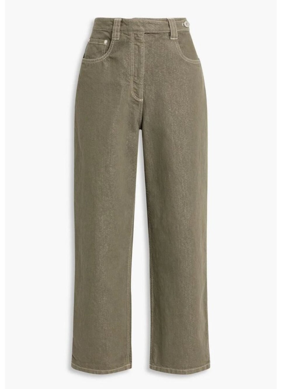Brunello Cucinelli Monili Jeans Metallic Army Green Denim Size 8 New Tag $2,390